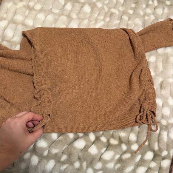 Women's Tan Sweater dress with low chest - Picture 3 of 3